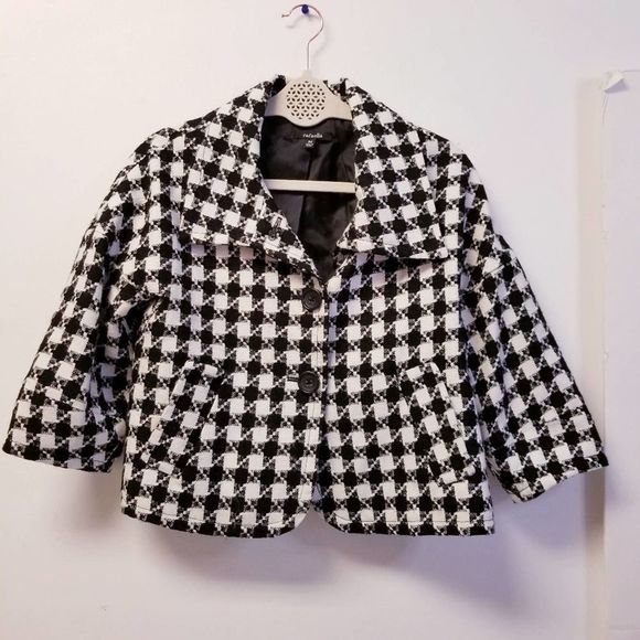 RafaellaToothshound Crop Blazer Wool Blend M - Picture 1 of 6